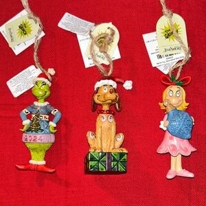 Set of 3 Dr Seuss The Grinch Christmas Ornaments designed by Jim Shore